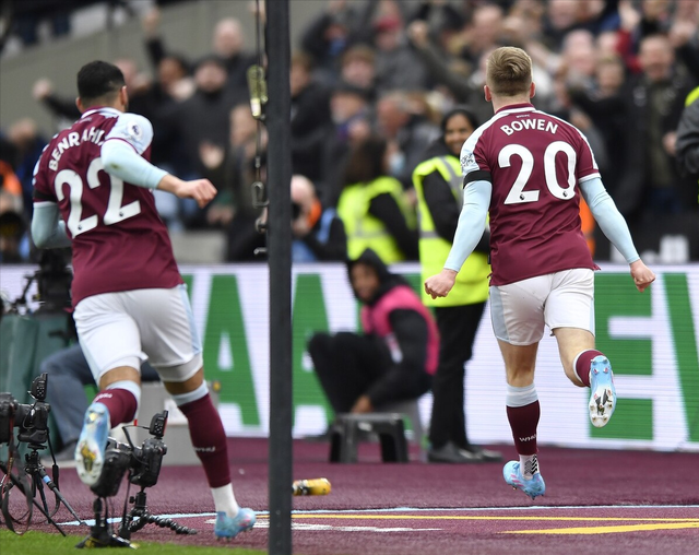  西汉姆，鲍文梅开二度击退埃弗顿  